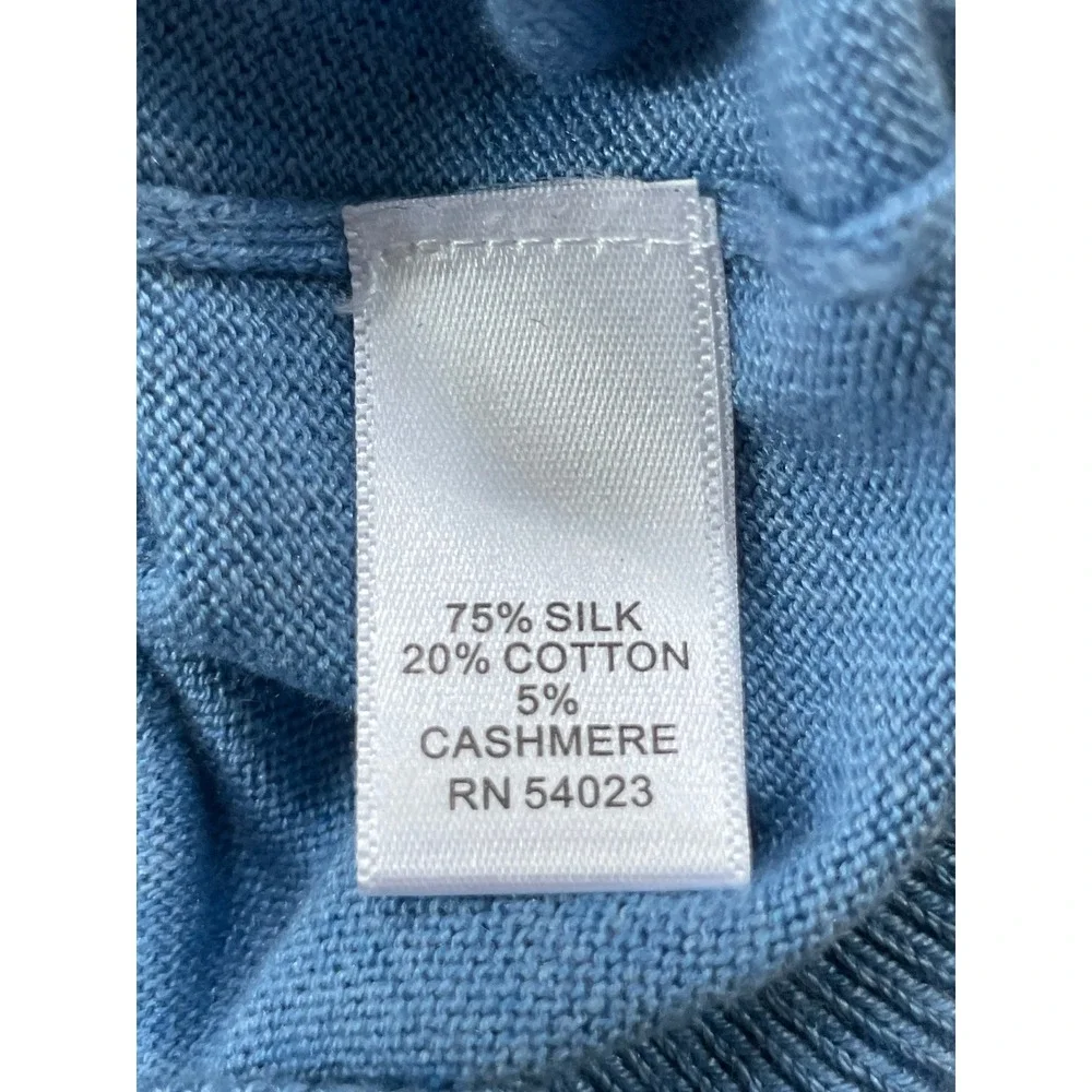 Banana Republic Men Medium Sweater Blue Silk Cotton Cashmere V-Neck Luxury Blend